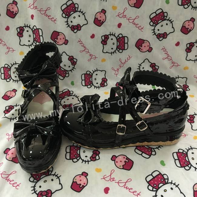 Shiny Purple Bows Lolita Shoes