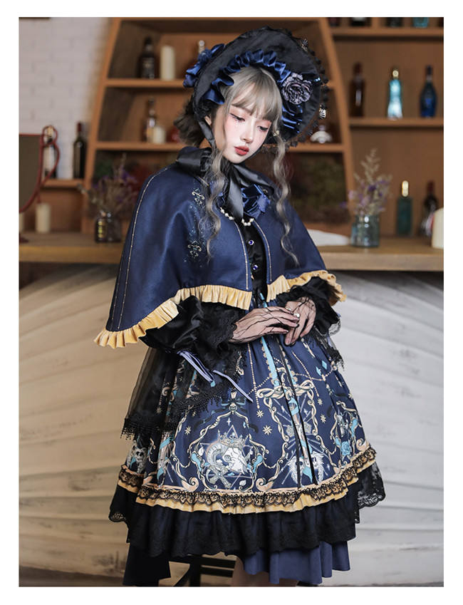 God Redeemed Gothic Dark Printed Lolita OP(Choker + Gloves + Overskirt)