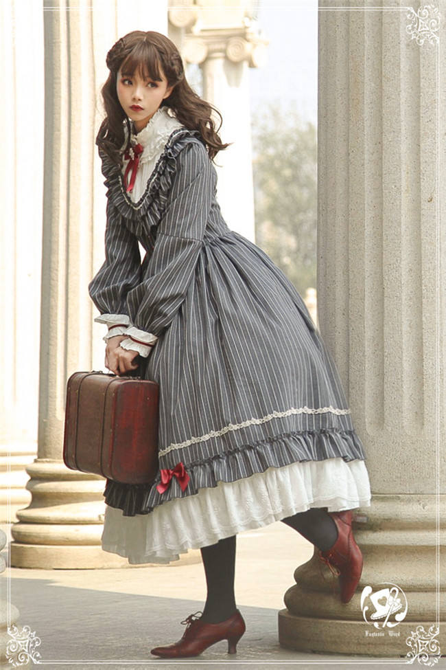 The Florentine Traveller~ College Style Lolita Long Sleeves OP  -Ready Made