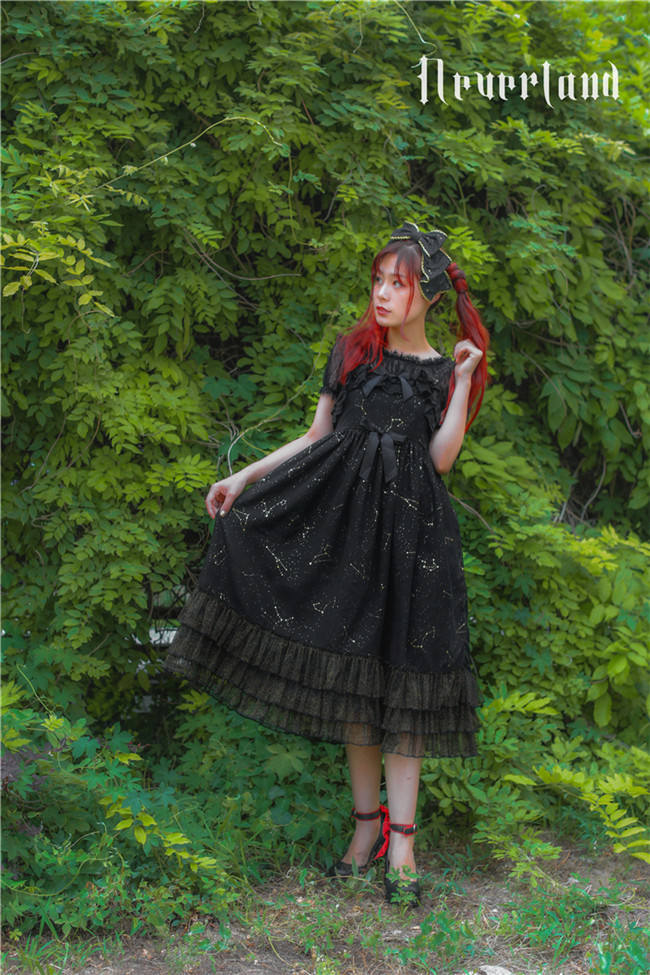 Fly Me to Polaris~Chiffon Constellation Gold-stamping Lolita JSK