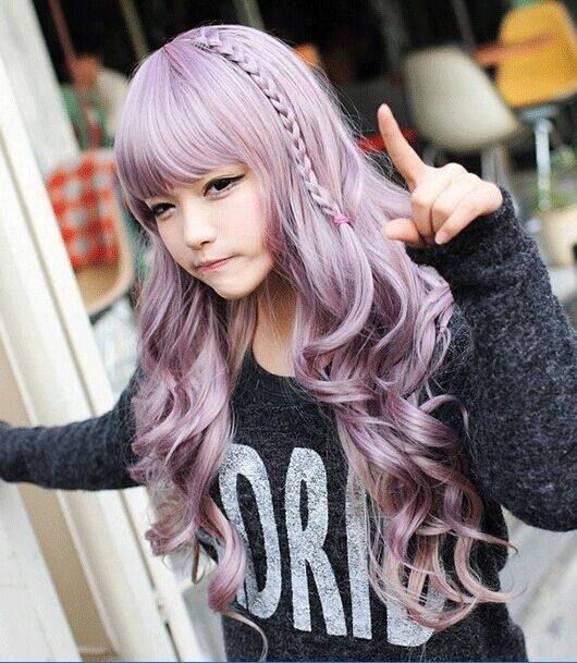 (BFM) Sweet Purple to Rosy Brown Long Curls Lolita Wig