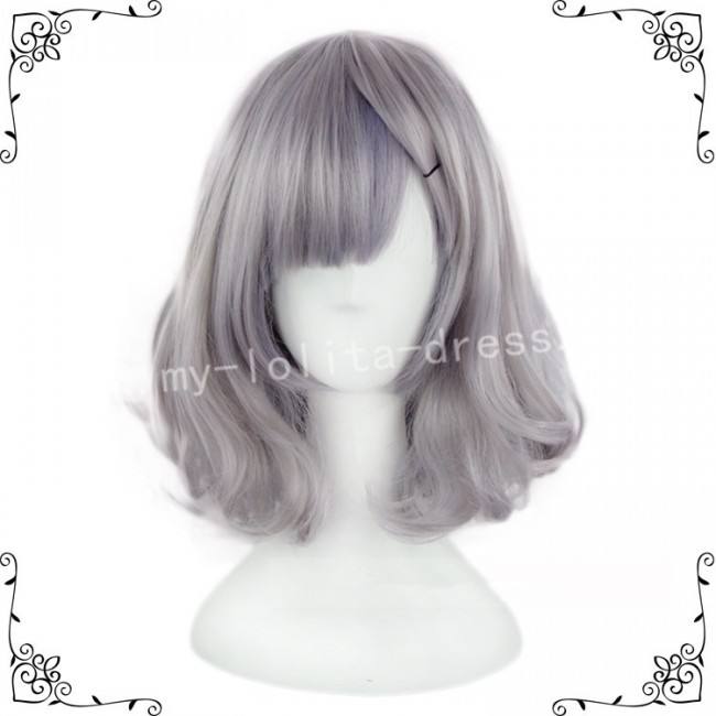 Sweet Light Grey Silver Blue Bobo Lolita Short Wig