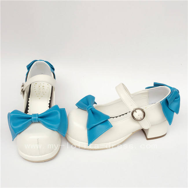 White Bow Platform Lolita Shoes