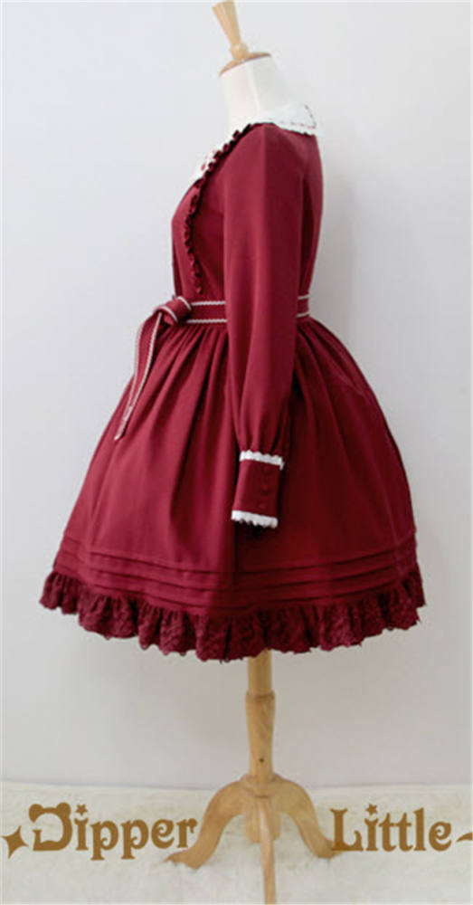 Little Dipper  ~Cat + Moon + Stars~ Embroidery Lolita Long Sleeves OP Dress - In Stock