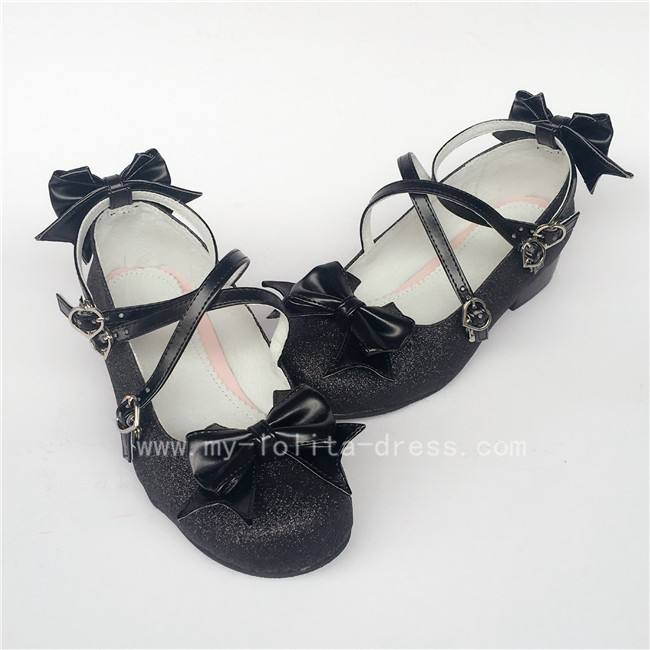 Sweet Cat's Ear Bows Matte Lolita Heels Shoes