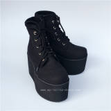 High Platform Black Velvet Lolita Short Boots O
