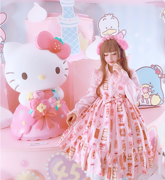 Diamond Honey ~Candy Store Sweet Lolita Jumper -3 Pink L in Stock