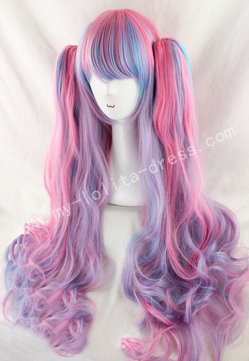 Pink purple online blue wig