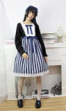 Little Dipper Library Girl~ Sweet Stripe Lolita OP+Headdress-out