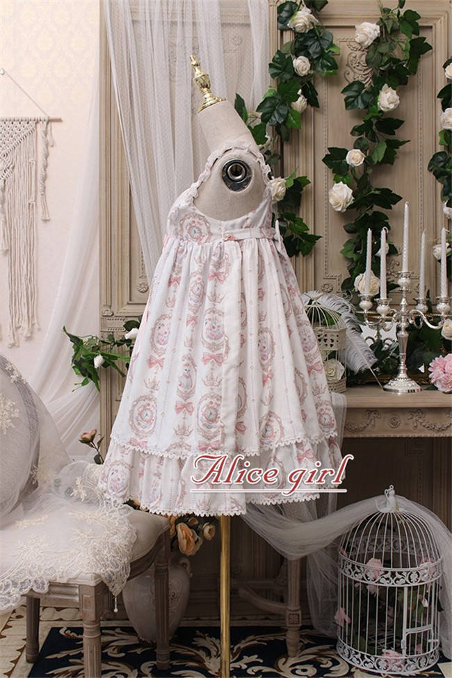 The Kittens In The Frame~ Sweet Lolita Printed JSK High Waist Pink Size S - In Stock
