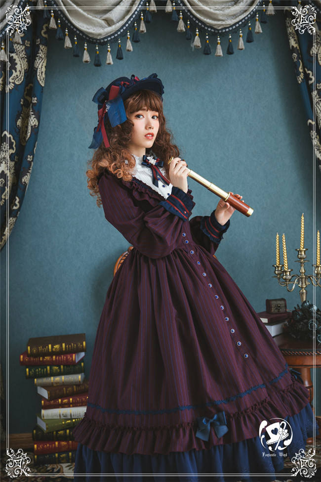 The Florentine Traveller~ College Style Lolita Long Sleeves OP  -Ready Made