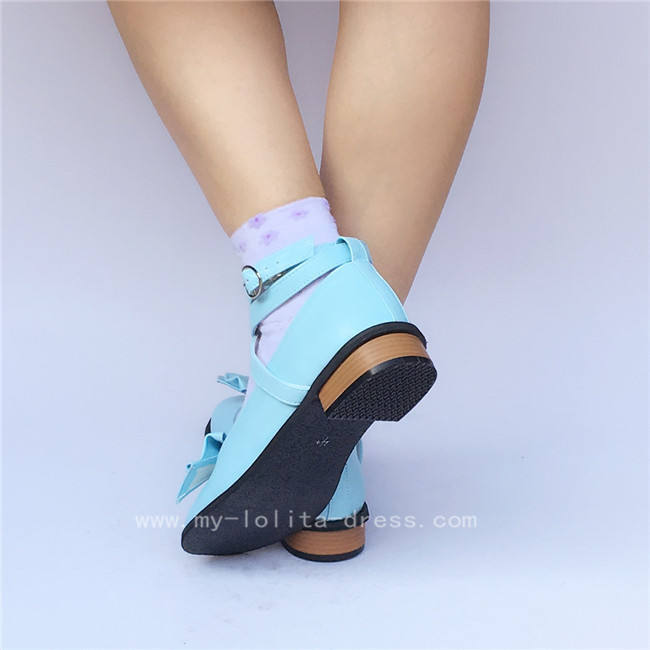 Black Glitter Bow Lolita Shoes