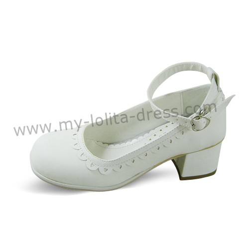 White Floral PU Lolita Shoes