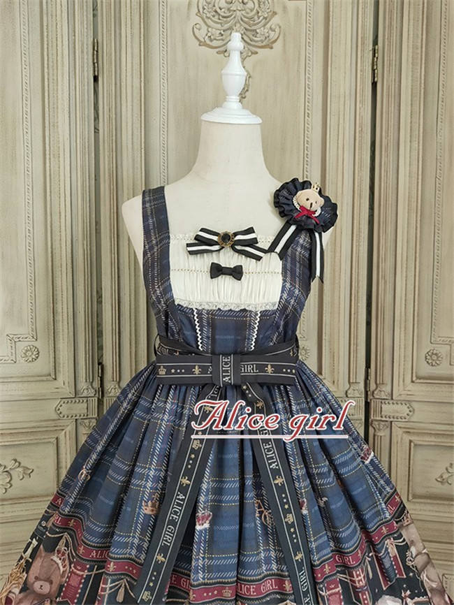 Alice Girl ~Gingham Teddy Lolita JSK -Pre-order