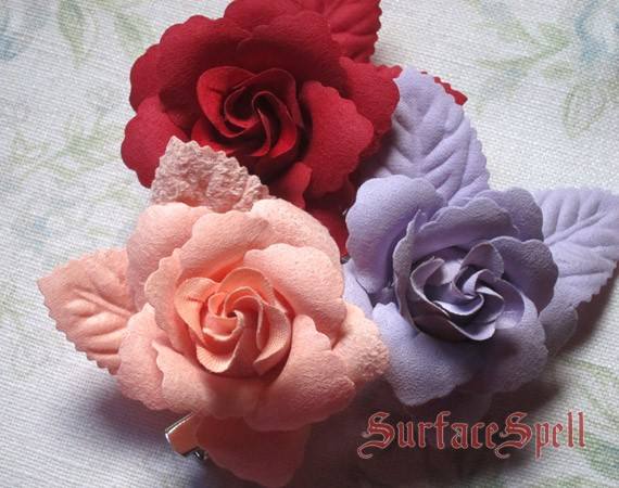 Single Rose Flower Lolita Hairpin
