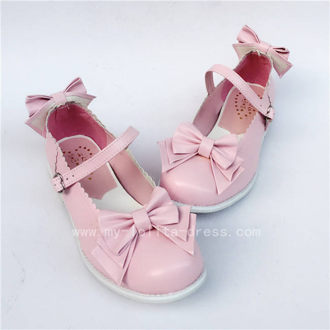 Light Coffee Bows Lolita Shoes
