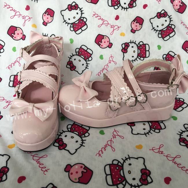 Purple Bow Straps Lolita Platform Shoes