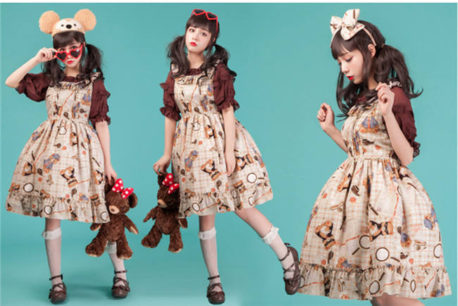 The Detective Bear~ Sweet Printed Lolita OP and JSK -OUT