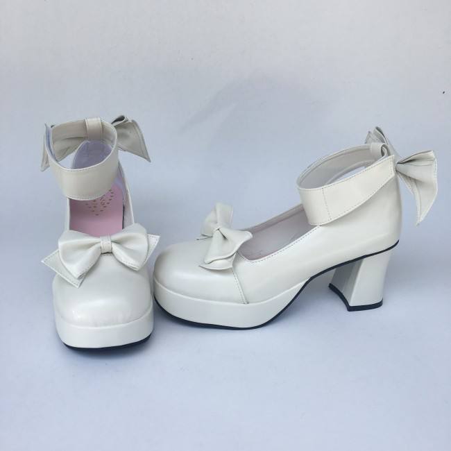 Pink Bows Wide Strap Lolita Shoes