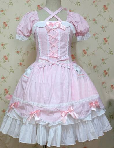 Sweet Pink Short Sleeves Bows Lolita Dress