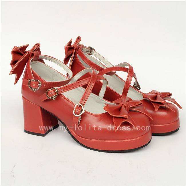 Sweet Cat's Ear Bows Matte Lolita Heels Shoes