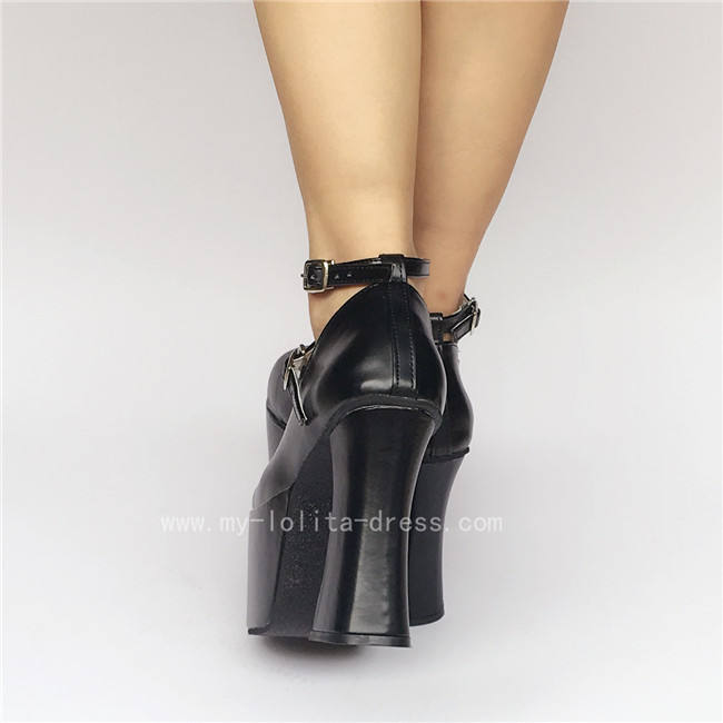 High Platform Black Double Straps Lolita Shoes
