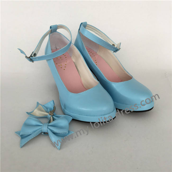 Matte Blue High Platform Lolita Heels Shoes
