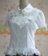 (Replica)White Bows Lace Ruffles Cotton Shirt White XL -Free Shipping