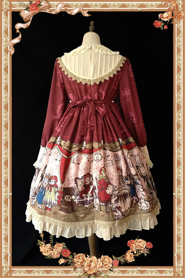 Doll Izutsu~ Classic Lolita Long Sleeves OP Dress-Ready Made