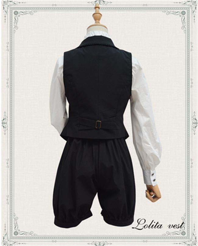 Black Vingtage Chiffon Ouji Lolita Vest + Short Pants - In Stock