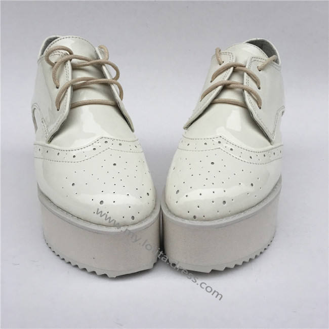 Sweet Glossy White Lolita High Platform Shoes