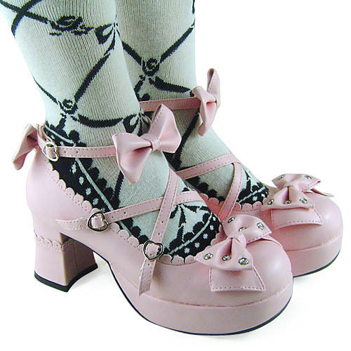 Sweet Pink PU Lolita Shoes