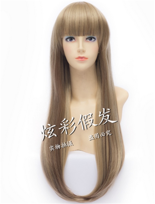 Sweet Two-tone Lolita Long Straight Wig with Bangs