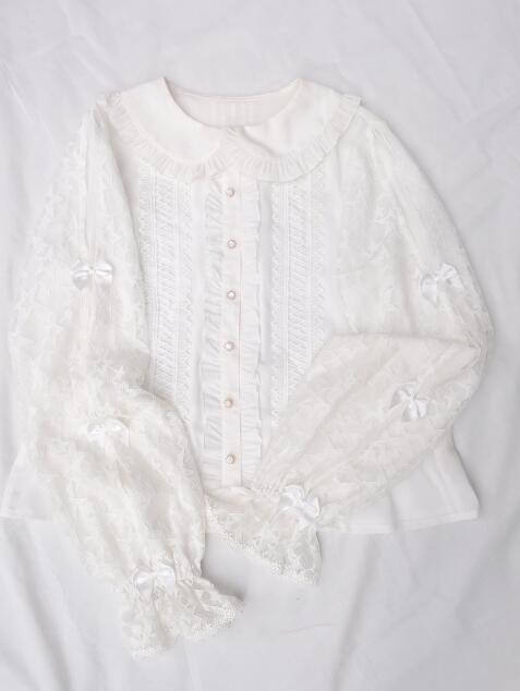 Little Dipper Sleeping Stars Sweet Double-layer Sleeves Lolita Blouse - In Stock