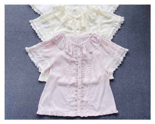 Little Dipper ~Sweet Chiffon Lolita Blouse -Ready made White Size XL - In Stock