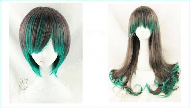 65cm Purple Green Curls Lolita Wig