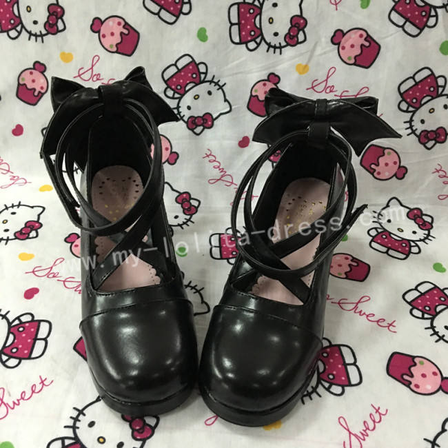 Red Bow Lolita Shoes for Girls