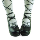 Black Crossed Straps Lolita Shoes