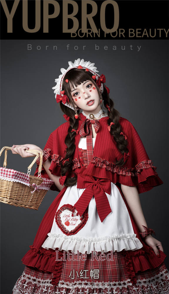 YUPBRO Lolita ~Little Red Riding Hood Soft Lolita JSK Fullset -Ready Made