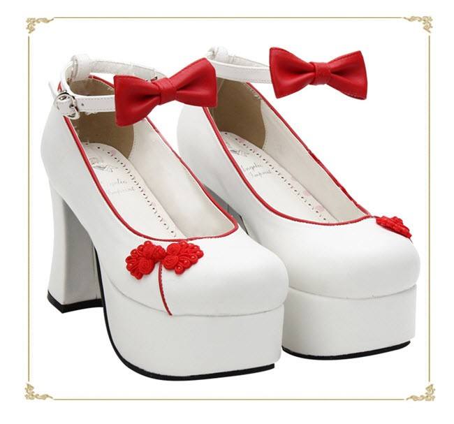 Angelic Imprint- Elegant Bow Embroidery Round/Square Heels Qi Lolita Shoes