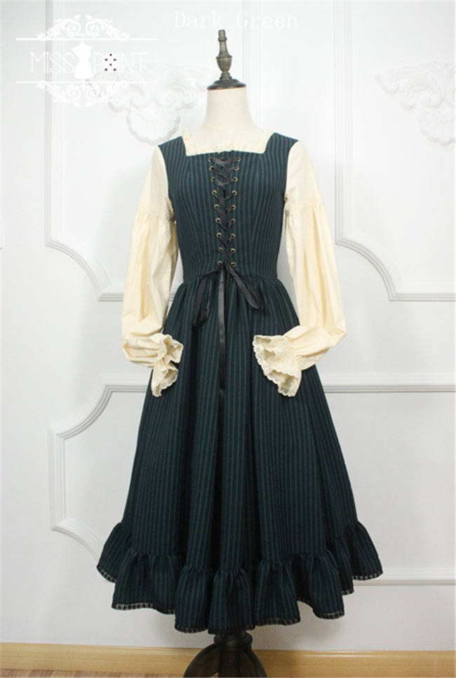 Alpine Maiden~ Vintage Stripe OP Dress -Pre-order