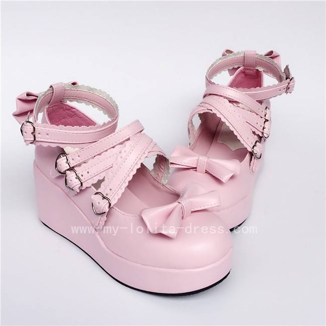 Purple Bow Straps Lolita Platform Shoes