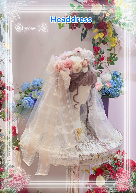 Elpress L ~The Fairy Kingdom Embroidery Lolita OP + Headdress Set -Ready Made