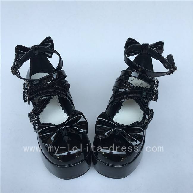 Purple Bow Straps Lolita Platform Shoes