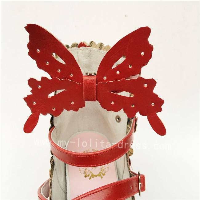 Sweet Wine Matte Bows Straps Lolita Shoes