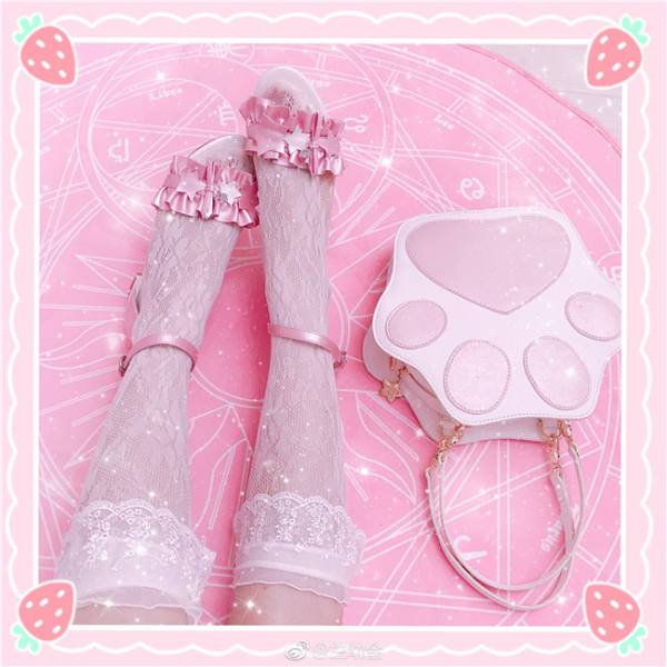 Milky Way ~ Meow~ Sweet Cat Claws Lolita Handbag/Shoulder Bag + Pouch -Ready Made
