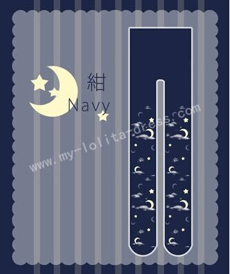 Sweet Moon Star White Cloud Prints Lolita Tights
