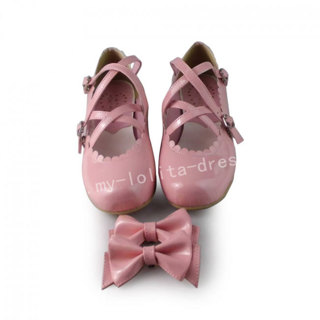 Sweet Pink Lolita Flats Shoes with Bows
