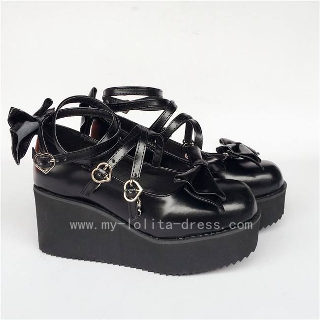 Purple Bow Straps Lolita Platform Shoes