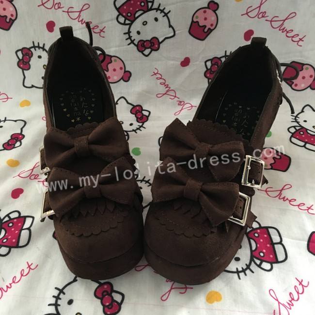 Sweet Coffee Velvet Lolita Heels Shoes